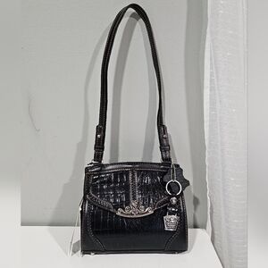 MC Vintage Black Genuine Leather Croc-Embossed Shoulder Bag – NWT